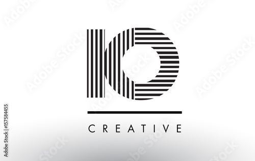 IO I O Black and White Lines Letter Logo Design.