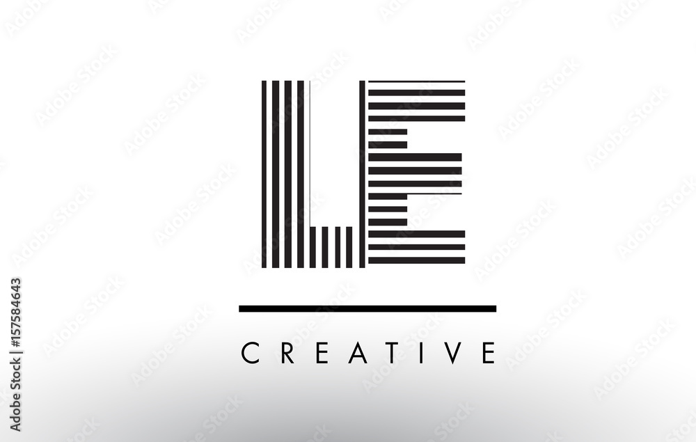 LE L E Black and White Lines Letter Logo Design.