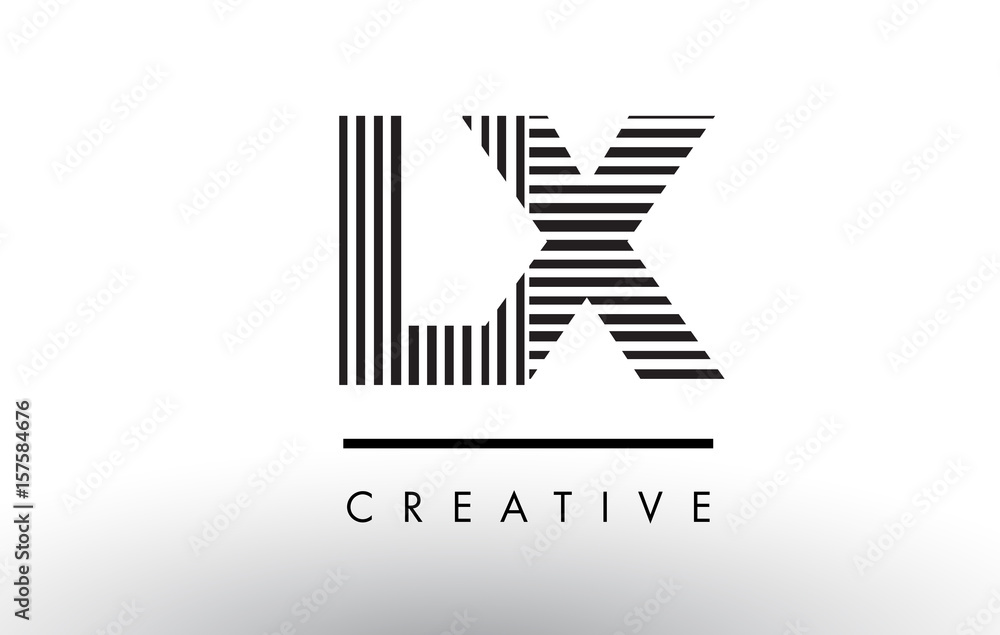 LX L X Black and White Lines Letter Logo Design. LX L X Black and White Lines Letter Logo Design.