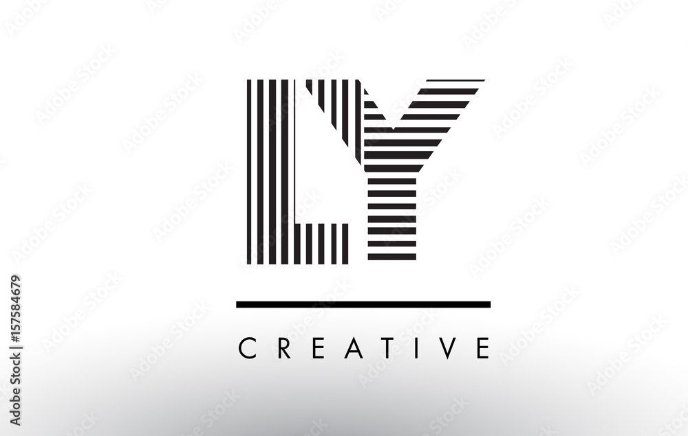 LY L Y Black and White Lines Letter Logo Design. LY L Y Black and White Lines Letter Logo Design.