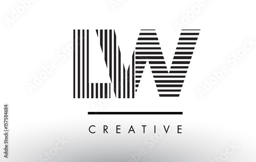 LW L W Black and White Lines Letter Logo Design.