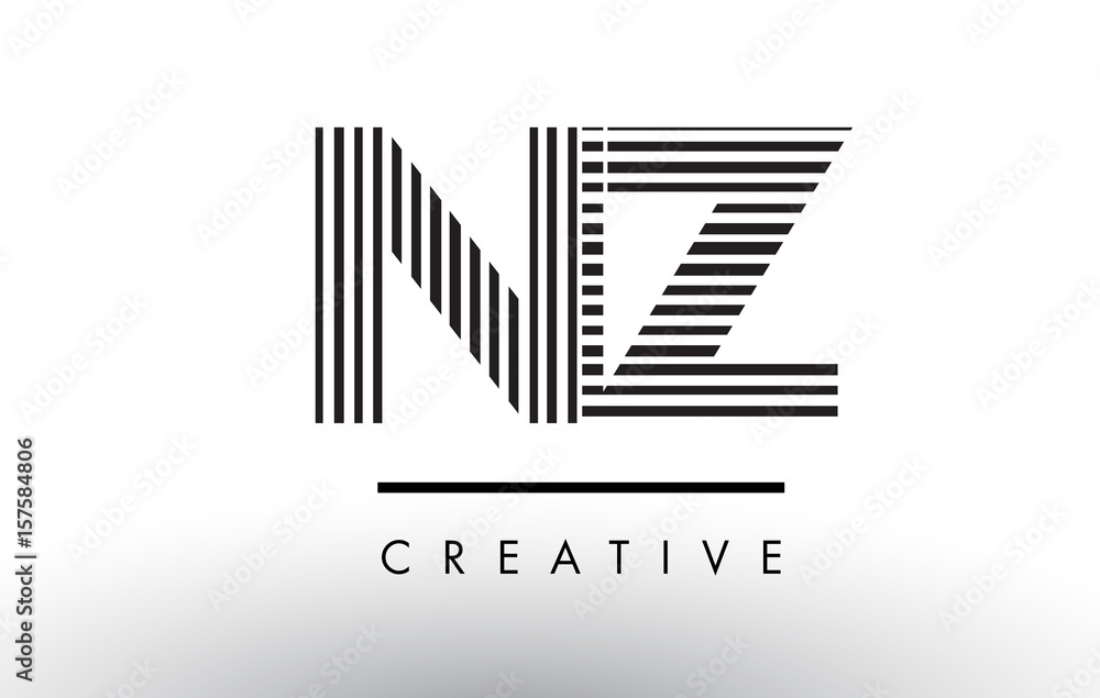 NZ N Z Black and White Lines Letter Logo Design. NZ N Z Black and White Lines Letter Logo Design.