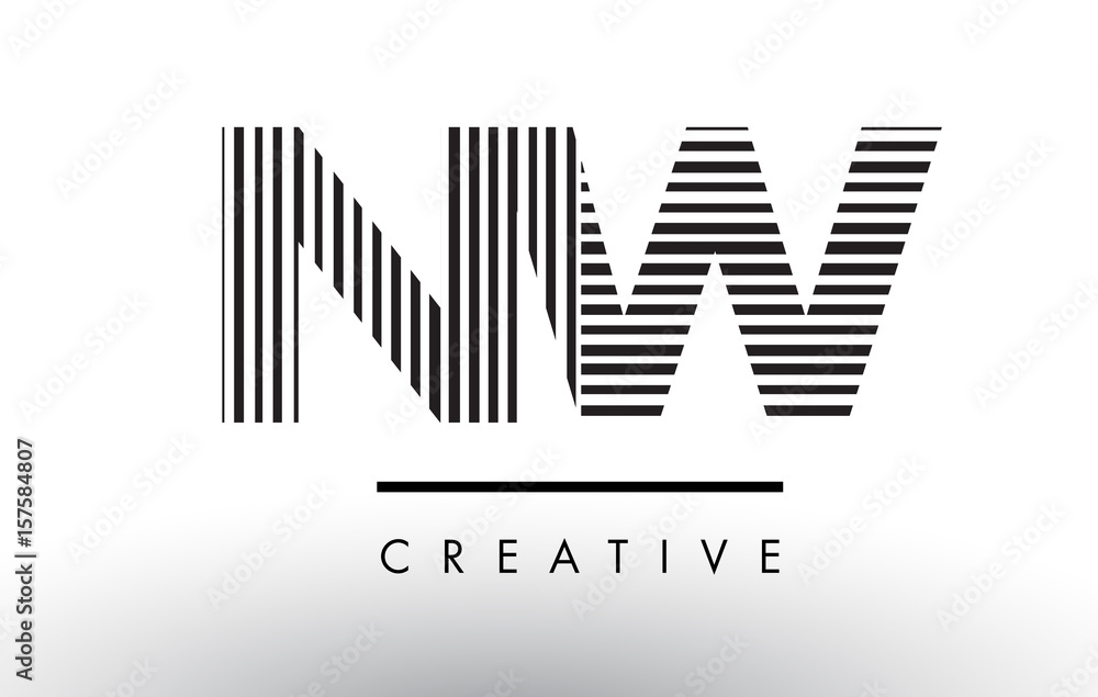 NW N W Black and White Lines Letter Logo Design. NW N W Black and White Lines Letter Logo Design.