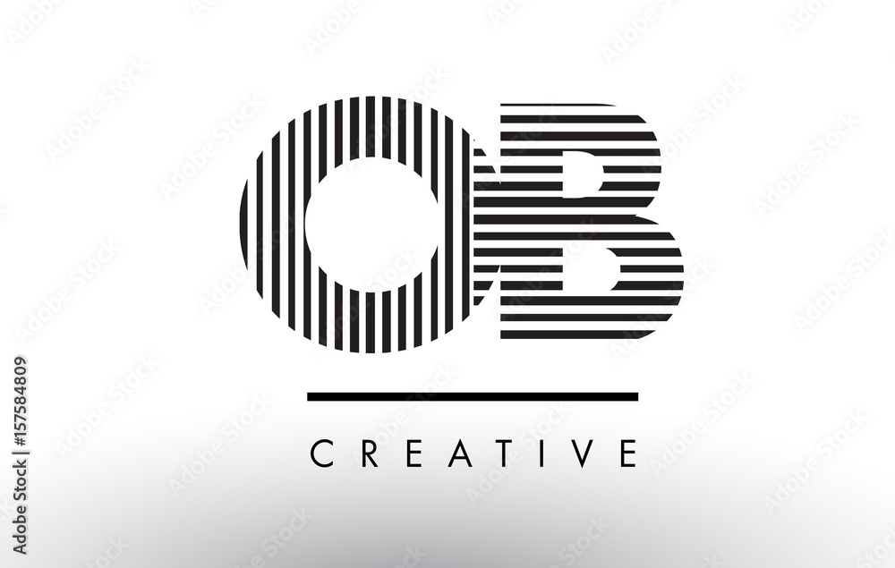 OB O B Black and White Lines Letter Logo Design. OB O B Black and White Lines Letter Logo Design.