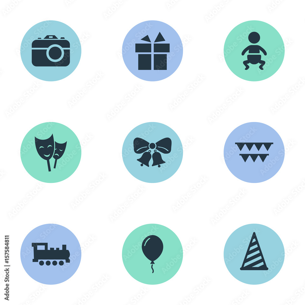 Vector Illustration Set Of Simple Celebration Icons. Elements Cap,  Resonate, Mask And Other Synonyms Hat, Bells And Resonate. Stock Vector |  Adobe Stock