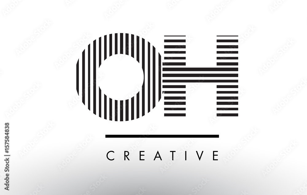 OH O H Black and White Lines Letter Logo Design. OH O H Black and White Lines Letter Logo Design.