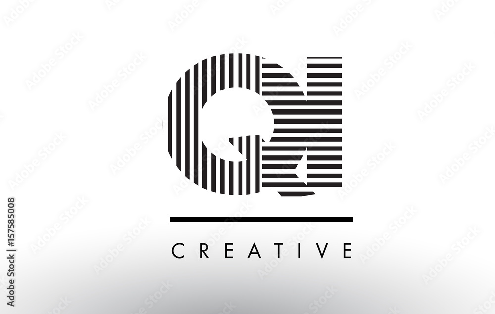 QI Q I Black and White Lines Letter Logo Design. QI Q I Black and White Lines Letter Logo Design.