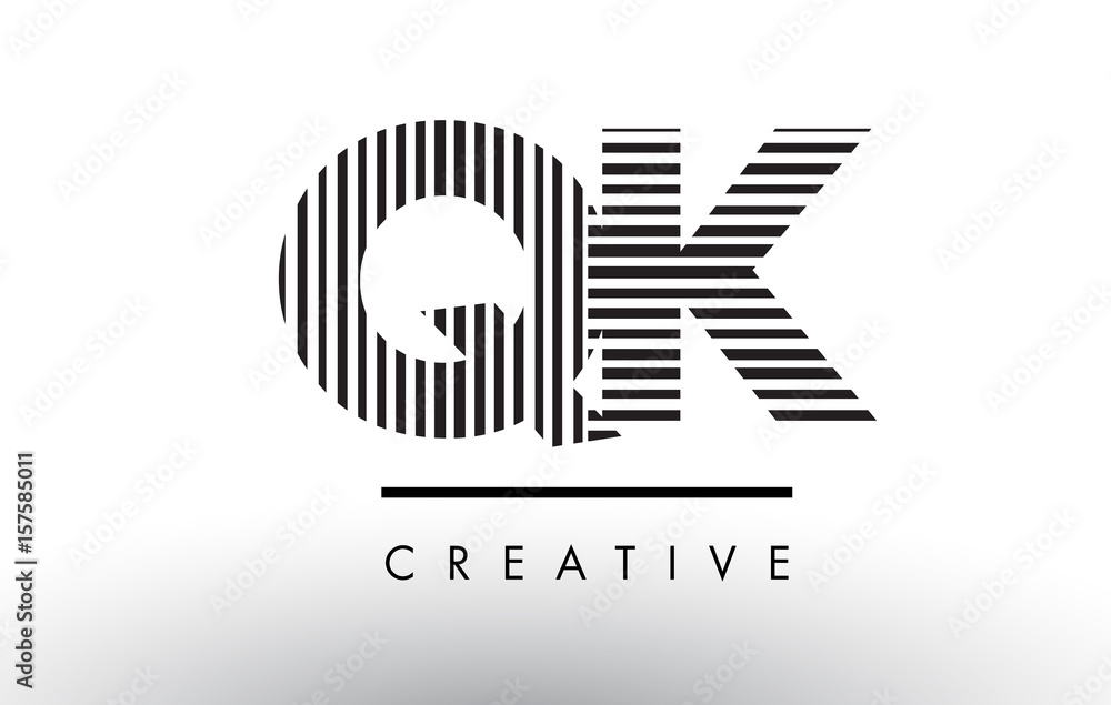 QK Q K Black and White Lines Letter Logo Design. QK Q K Black and White Lines Letter Logo Design.