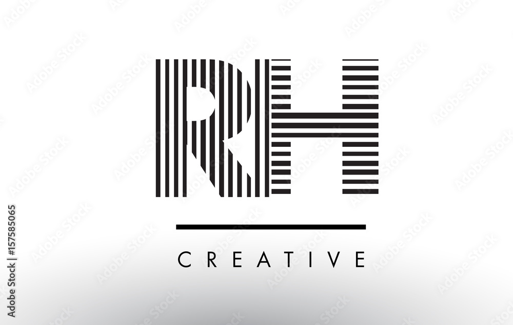 RH R H Black and White Lines Letter Logo Design. RH R H Black and White Lines Letter Logo Design.