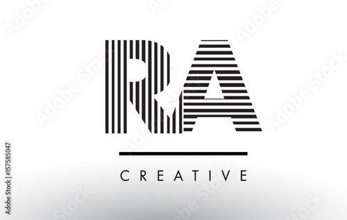 RA R Q Black and White Lines Letter Logo Design.
