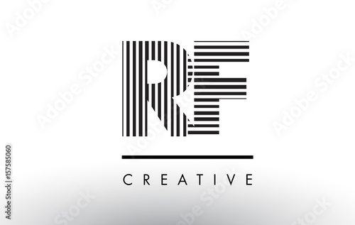 RF R F Black and White Lines Letter Logo Design.