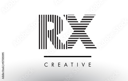 RX R X Black and White Lines Letter Logo Design.
