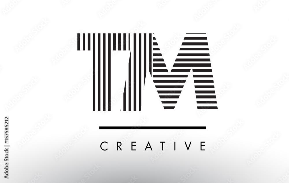 TM T M Black and White Lines Letter Logo Design. TM T M Black and White Lines Letter Logo Design.