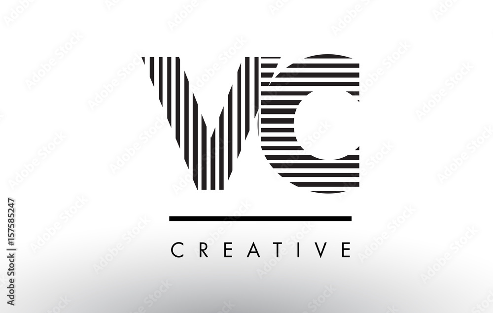Fototapeta premium VC V C Black and White Lines Letter Logo Design.