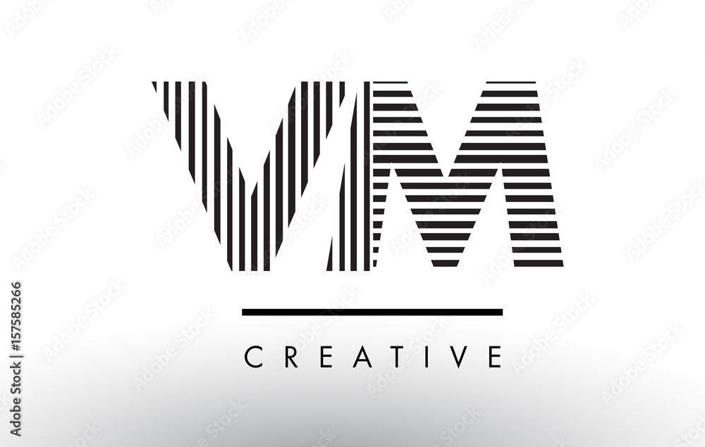 VM V M Black and White Lines Letter Logo Design. VM V M Black and White Lines Letter Logo Design.
