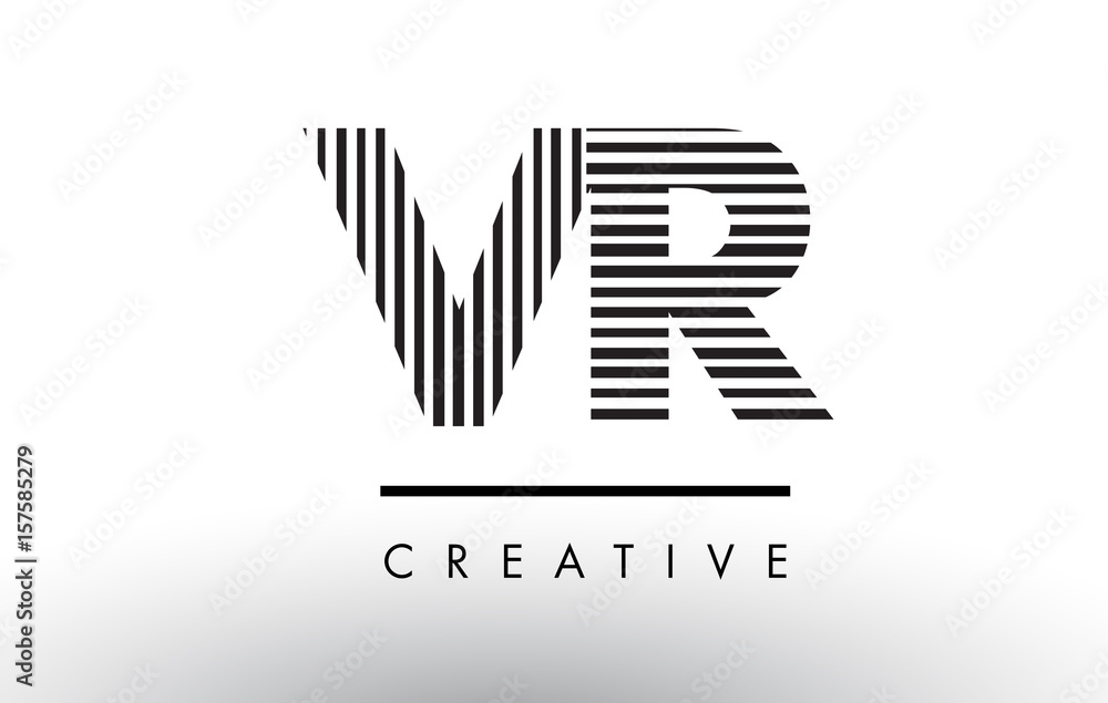 VR V R Black and White Lines Letter Logo Design. VR V R Black and White Lines Letter Logo Design.