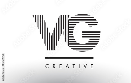 VG V G Black and White Lines Letter Logo Design.