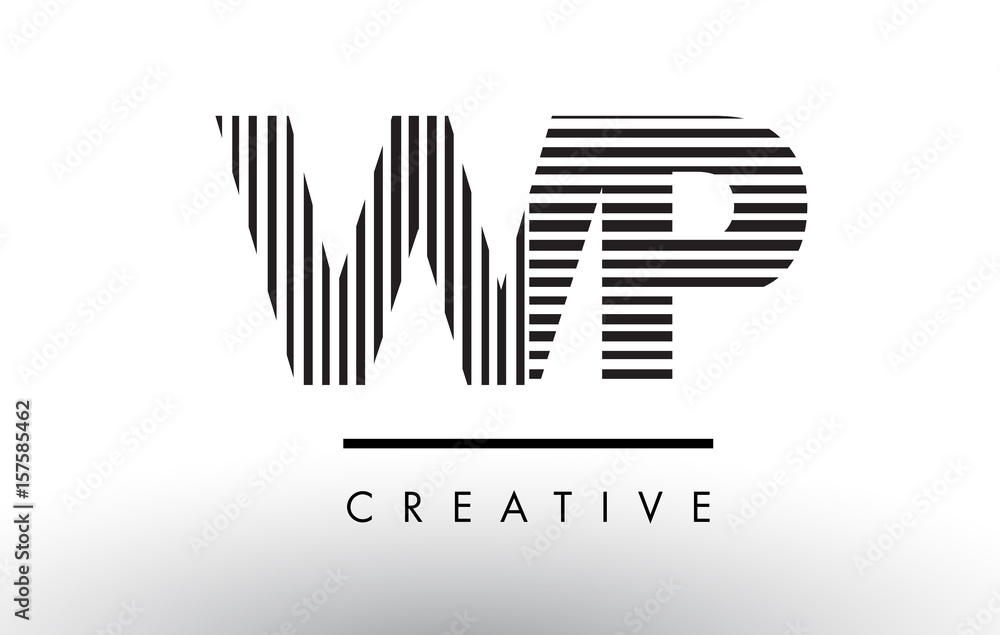 WP W P Black and White Lines Letter Logo Design. WP W P Black and White Lines Letter Logo Design.
