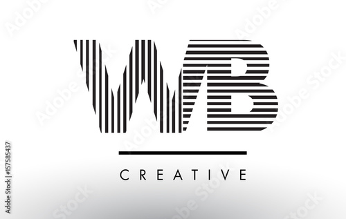 WB W B Black and White Lines Letter Logo Design.