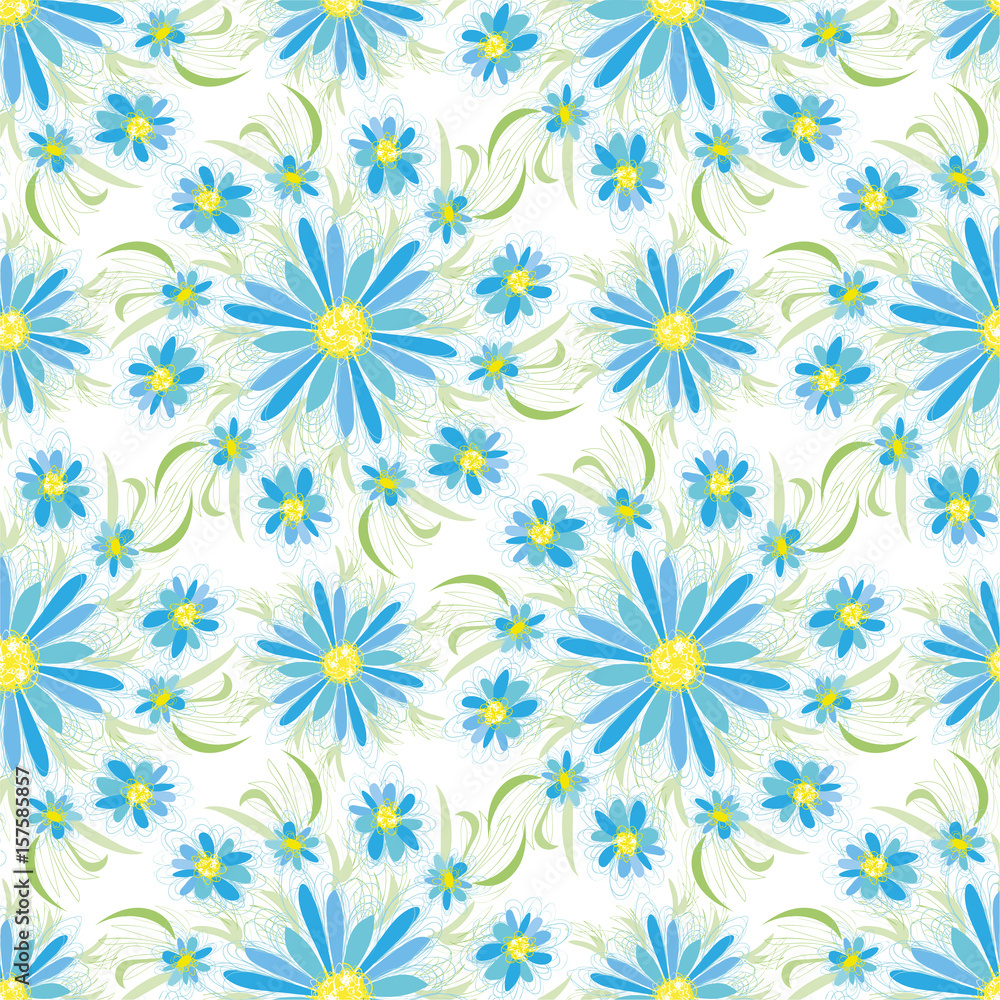 Abstract vintage seamless flower pattern