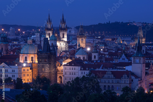 Old Town of Prague after Dark. With Old Town Bridge Tower.