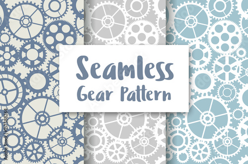 Seamless wheel gear machine pattern industry concept illustration. Mechanism clock texture art silhouette business shape