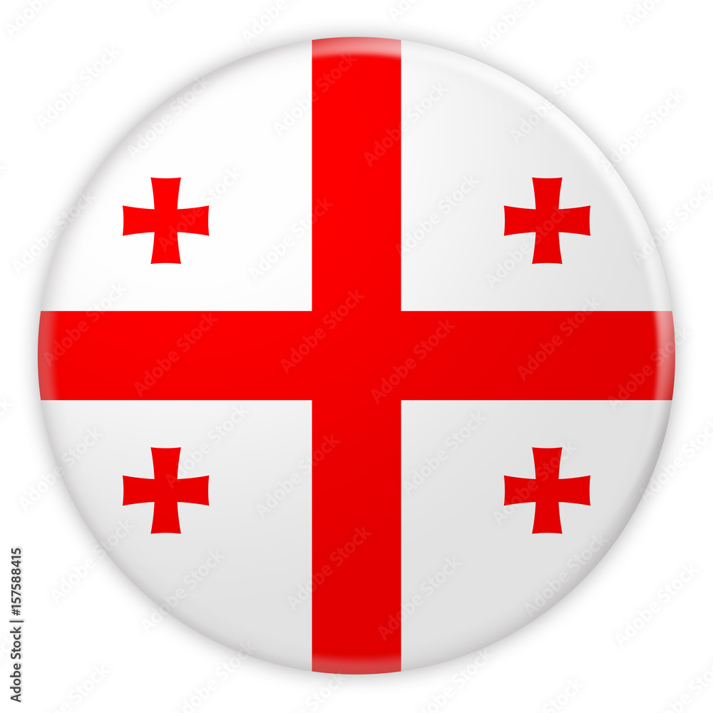 Georgia Flag Button, 3d illustration on white background