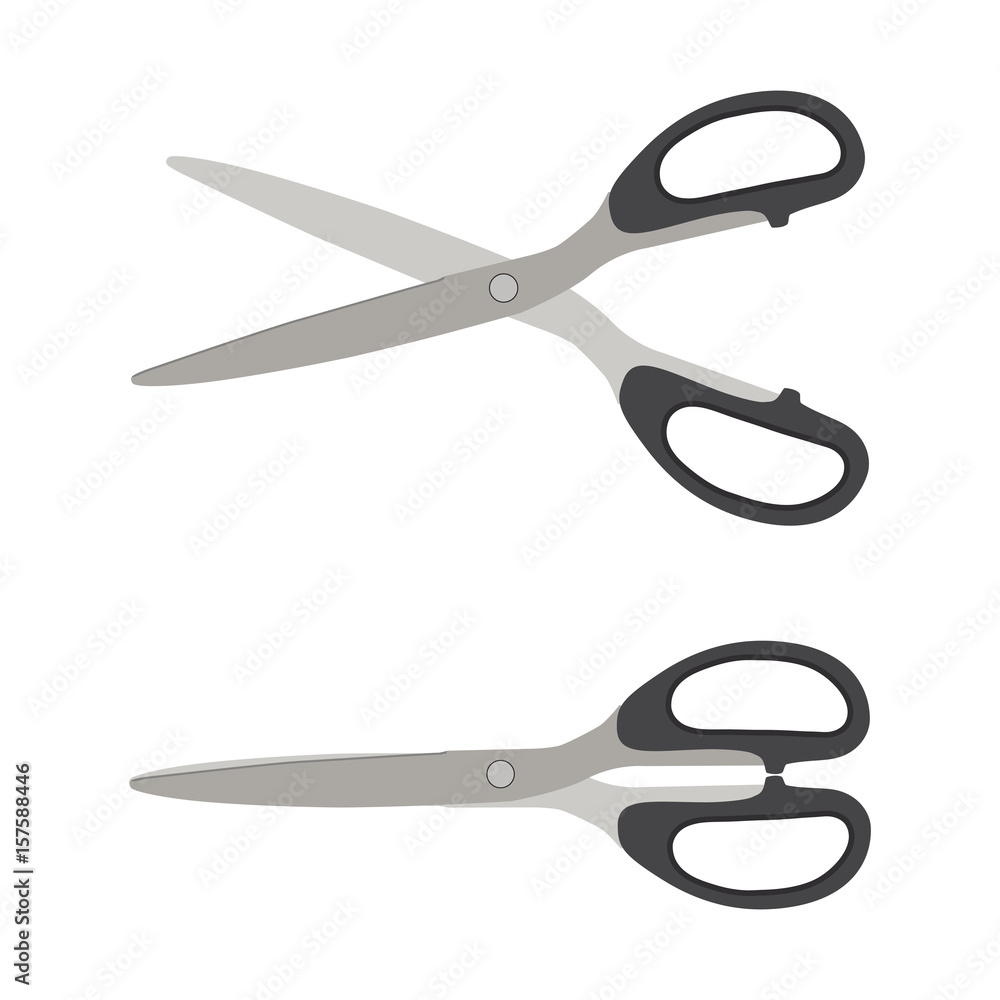 Flat icon grey scissors isolated on white background. Vector illustration. Flat icon grey scissors isolated on white background. Vector illustration.