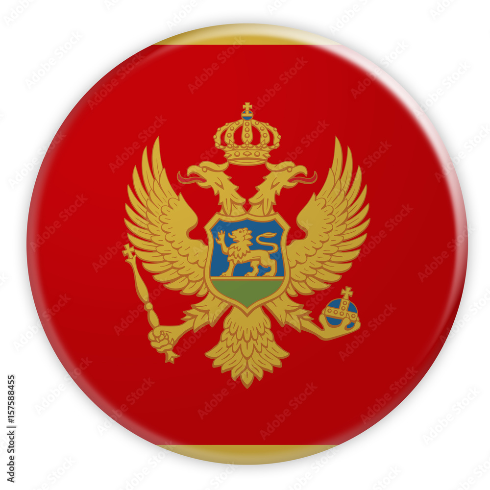 Montenegro Flag Button, 3d illustration on white background Montenegro Flag Button, 3d illustration on white background