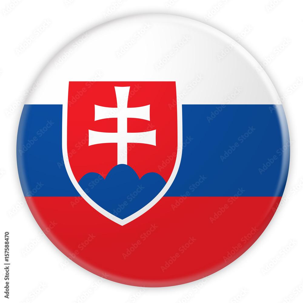 Obraz premium Slovakia Flag Button, 3d illustration on white background