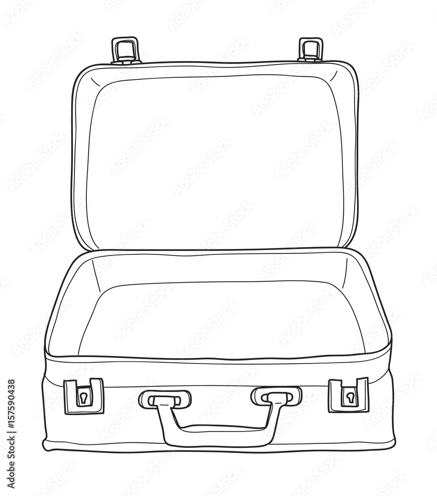 suitcase Luggage Vintage hand drawn cute vector line art illustration Stock  Vector