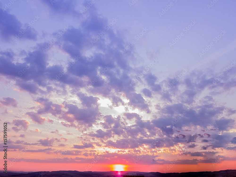 sunset scene wallpaper background, colorful sky with soft