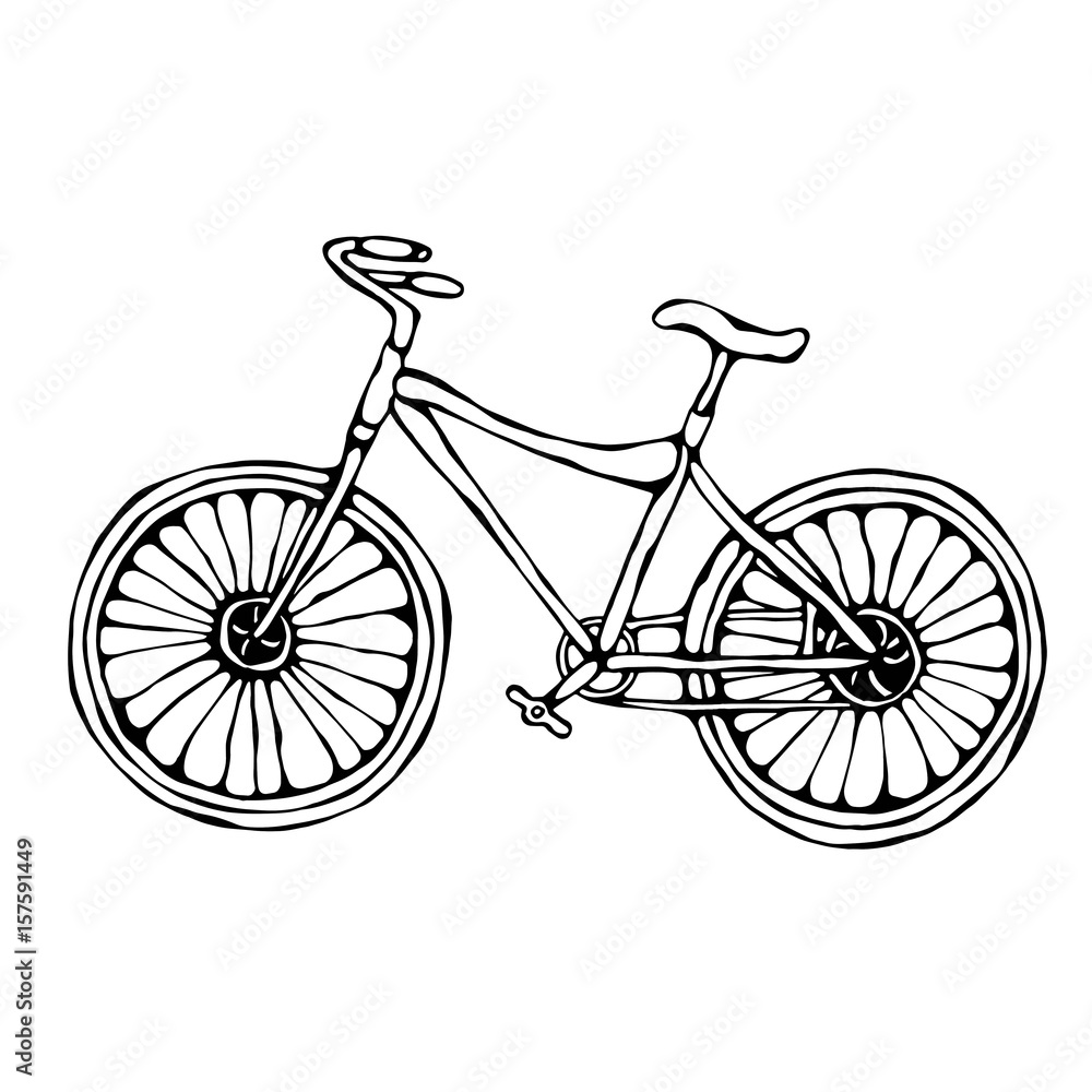 Bicycle or Bike Realistic Vector Illustration Isolated Hand Drawn Doodle or  Cartoon Style Sketch. Stock Vector | Adobe Stock