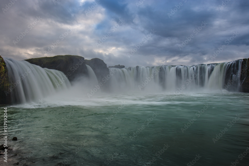 top view of the waterfall Godafoss on Iceland