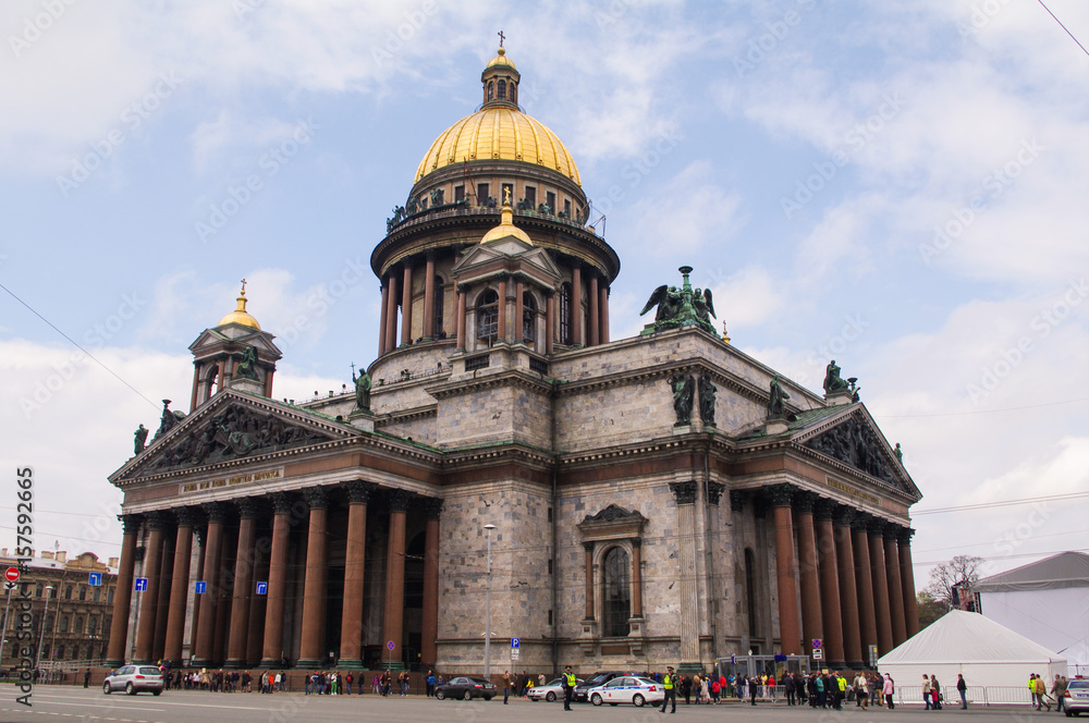 Saint Isaacs Cathedral church dome in Saint-Petersburg, Russia