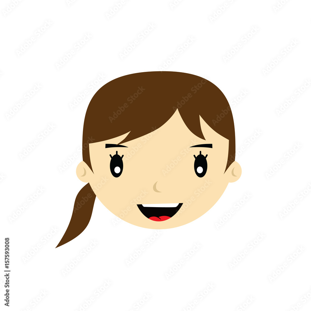 cartoon face expression female woman girl vector art