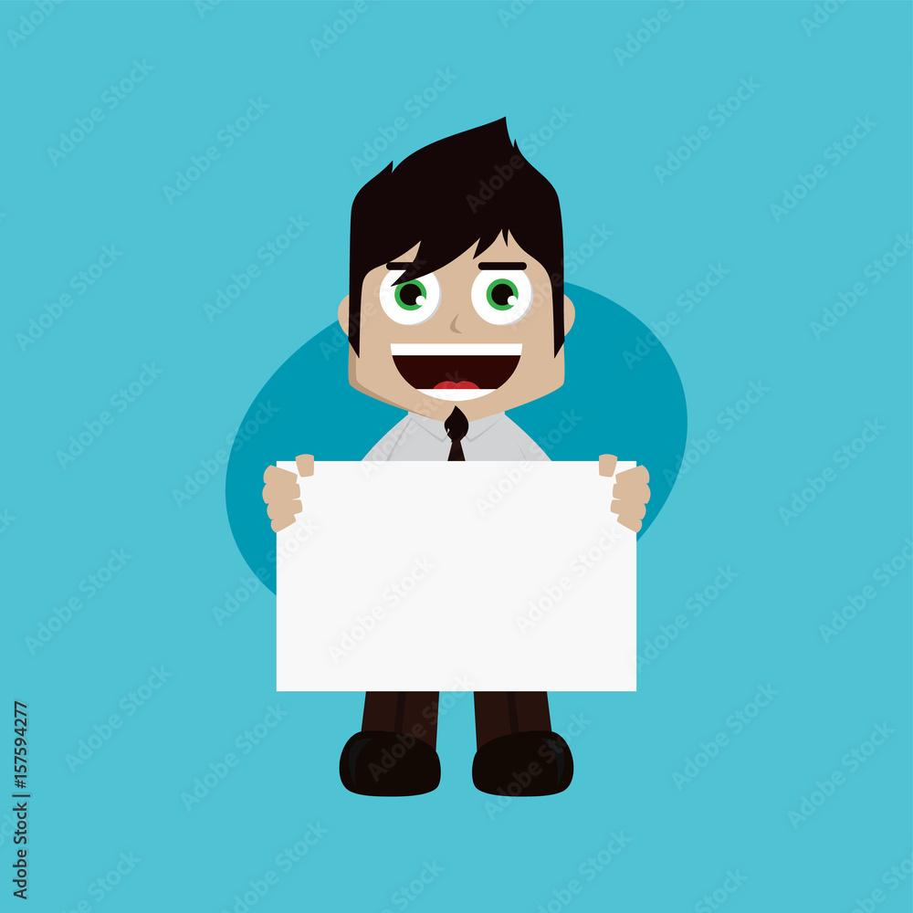 businessman manager at work holding blank sign cartoon vector art businessman manager at work holding blank sign cartoon vector art