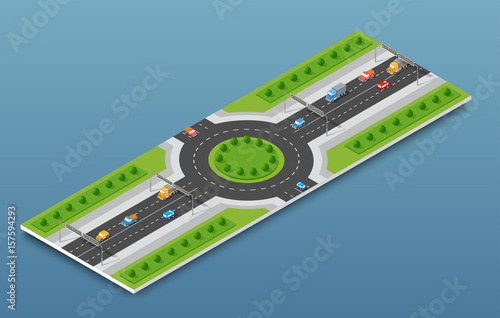 City isometric freeway