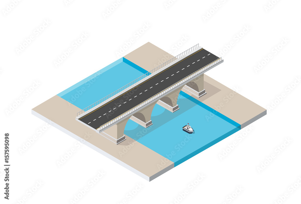 The bridge skyway of urban infrastructure is isometric for games, applications of inspiration and creativity. City transport organization objects in 3D dimensional form The bridge skyway of urban infrastructure is isometric for games, applications of inspiration and creativity. City transport organization objects in 3D dimensional form