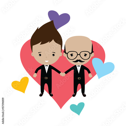 adorable gay spouse groom lovely cartoon marriage