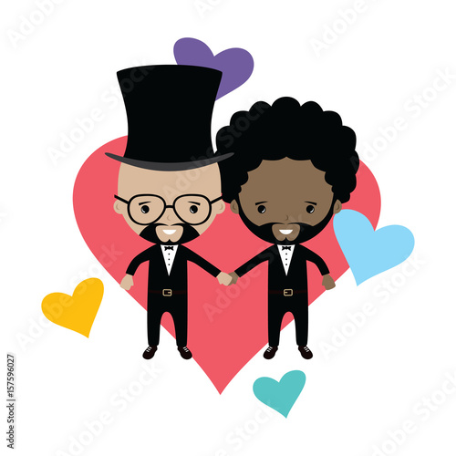 adorable gay spouse groom lovely cartoon marriage