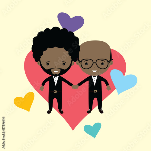 adorable gay spouse groom lovely cartoon marriage