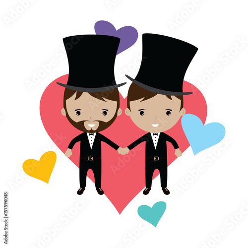 adorable gay spouse groom lovely cartoon marriage