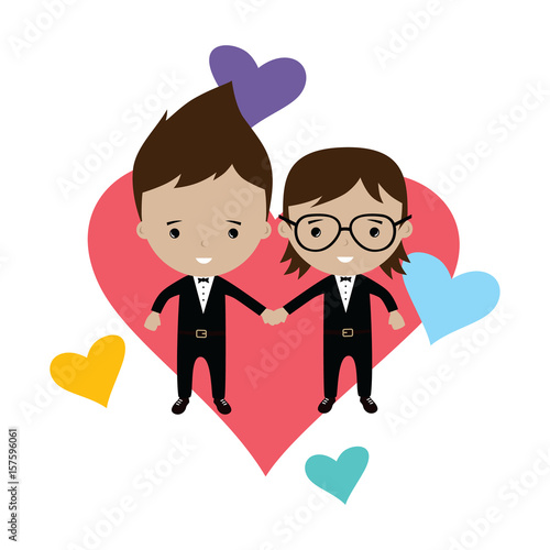 adorable gay spouse groom lovely cartoon marriage