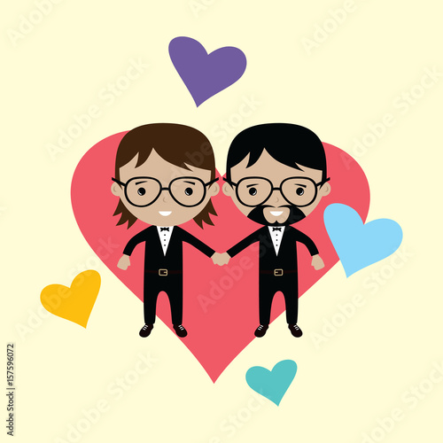 adorable gay spouse groom lovely cartoon marriage