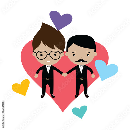 adorable gay spouse groom lovely cartoon marriage