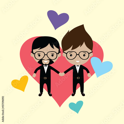 adorable gay spouse groom lovely cartoon marriage