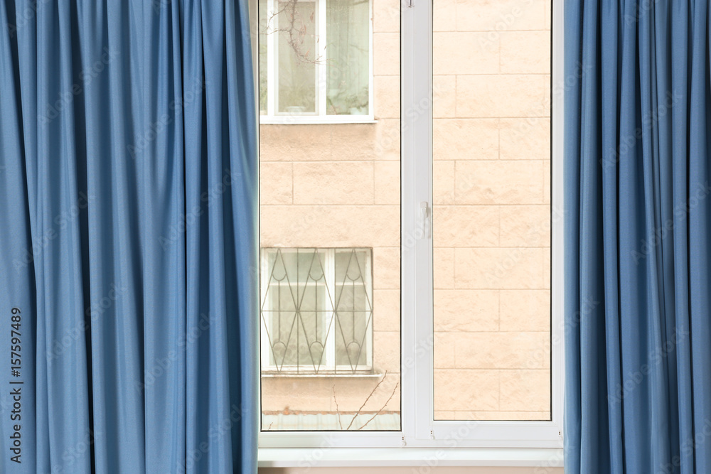 Fototapeta premium Room window with color curtains