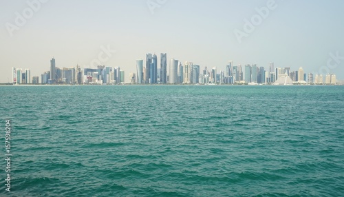 View of the modern Doha skyline in Qatar