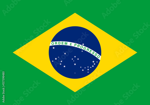 Brazilian flag, flat layout, vector illustration